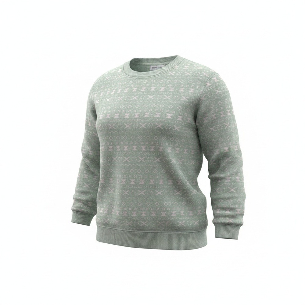 Maggie Lawrence Sport Mint Green Fair Isle Geometric Sweatshirt Womens M